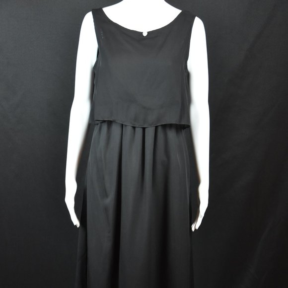 NWT -  BKMGC Jet Black Full Length Sleeveless Zip Back Lined Dress Size Large - Picture 1 of 6